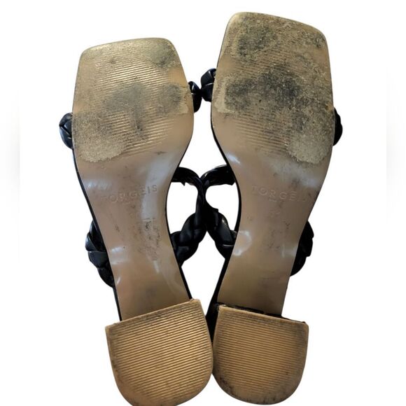 Torgeis New York Womens Square Toe Black Braid Slip On Block Heel, Size 11 - Picture 12 of 12